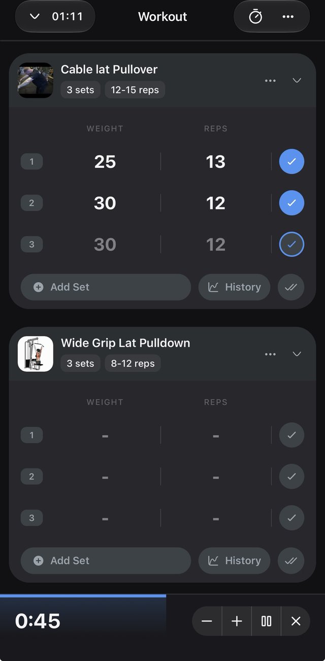 Training program in the app
